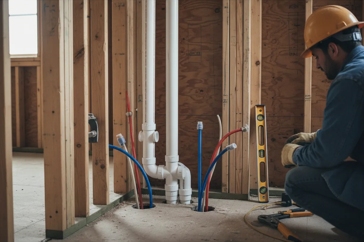 Drain and supply rough-in during Drain Cleaning in San Pierre