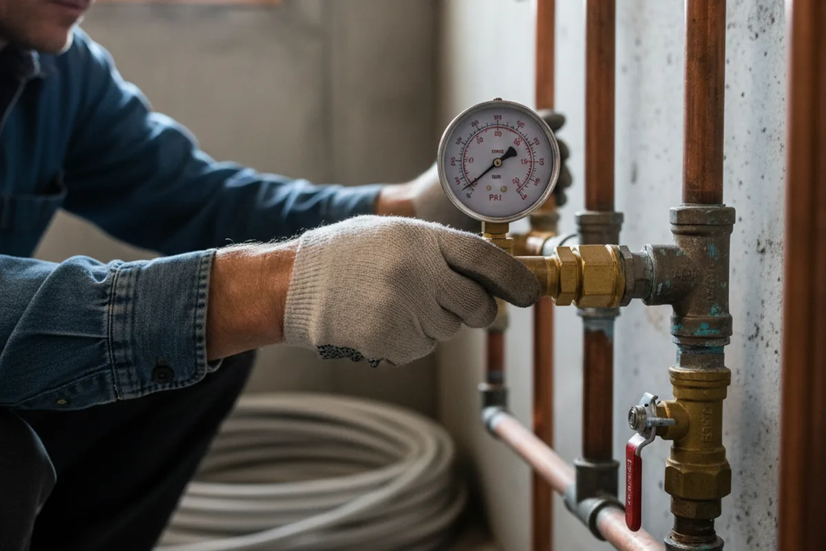 Pressure testing a repaired line during Water Line Repair in San Pierre